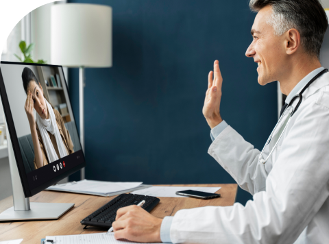 Doctor having video consultation